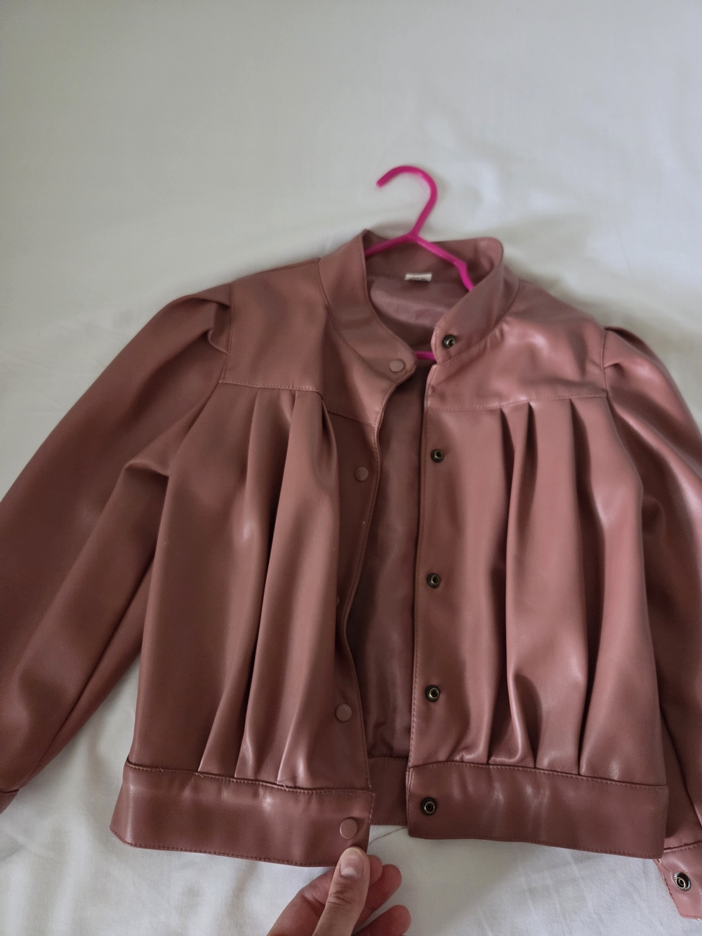 Kid's  Faux Leather  Jacket - Dusty Rose